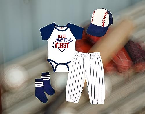 Half Birthday Baseball Kids 6-Month Set Custom Kids Outfit