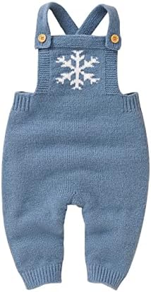 Premium Knit Romper Overalls for Newborns ChristmasSnowflake Themed