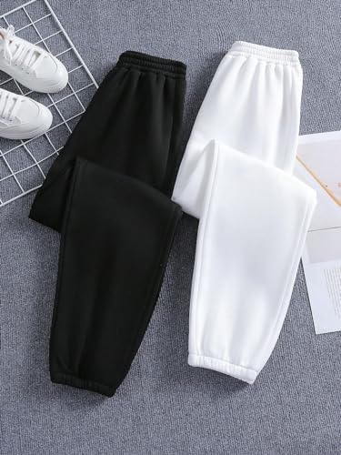 Floerns Girls 2 Pcs Elastic Waist Active Running Solid Jogger Sweatpants 1