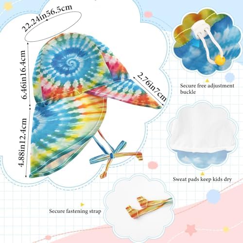 Emelivor Rainbow Tie Dye Spiral Baby Sun Hat UPF 50 UV Protection
