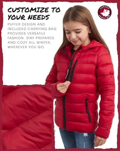 Perfect for Winter Lightweight Packable Water-Resistant Puffer Jacket for Girls