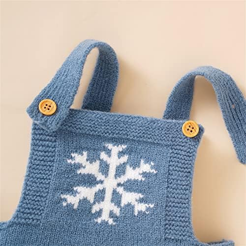 Premium Knit Romper Overalls for Newborns ChristmasSnowflake Themed