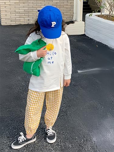 Biniduckling Toddler Pull-Up Looser Gingham Girls Pants 2-9