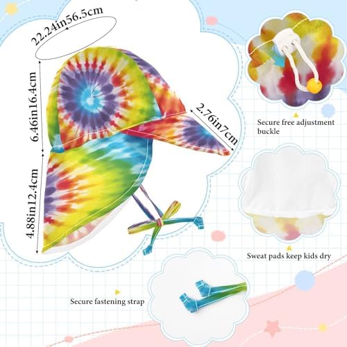 Emelivor Tiedye Rainbow Toddler Sun Hat UPF 50 UV Protection