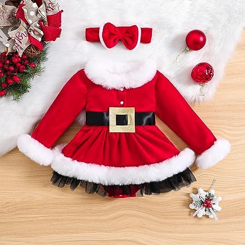 WASAIGOOD Christmas Soft Velvet Romper for Baby