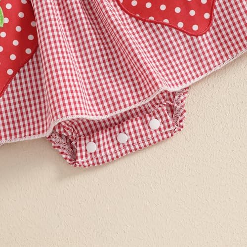Fiomva Baby Girl Summer Romper Dress Strawberry Red 6-12 Months