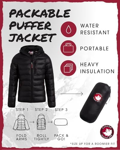 Canada Weathgabe Girls Puffer Jacket - Lightweight Durable Perfect for Kids 7-16