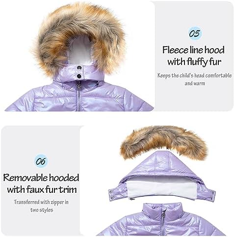 Garemcy Girls Metallic Winter Coat with Detachable Hood 1