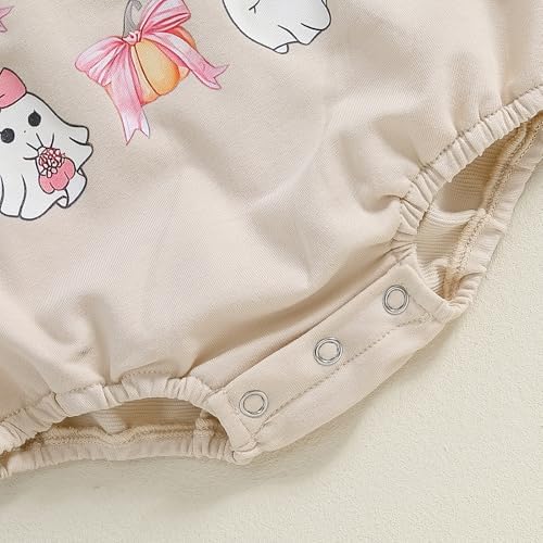BULINGNA Newborn Baby Girl Halloween Outfit Ghost Bow Long Sleeve Sweatshirt Romper