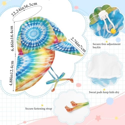 Emelivor Rainbow Tie-Dye Baby Sun Hat UPF 50