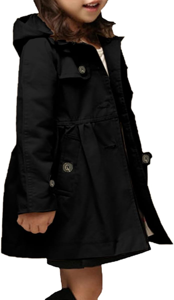 Betusline Girls Single Breasted Trench Coat Dress