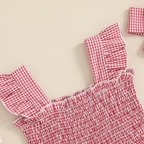Fiomva Baby Girl Summer Romper Dress Strawberry Red 6-12 Months