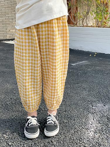 Biniduckling Toddler Pull-Up Looser Gingham Girls Pants 2-9