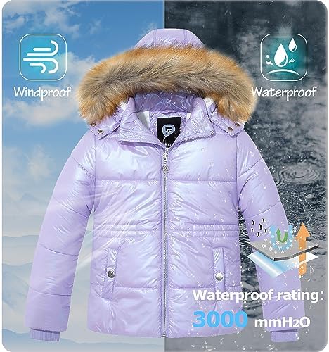 Garemcy Girls Metallic Winter Coat with Detachable Hood 1