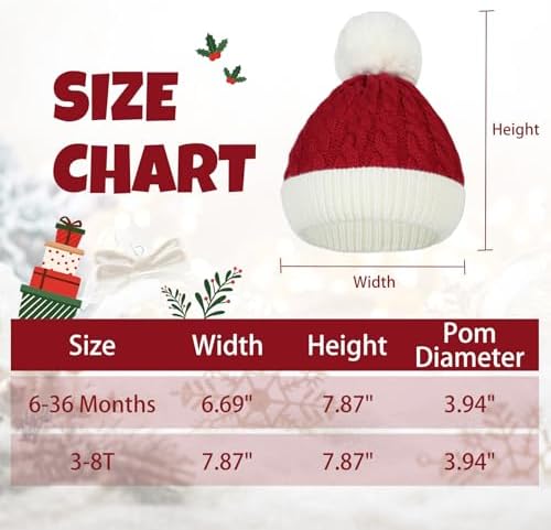 Century Star Baby Christmas Hat Knit Santa Beanie for Kids