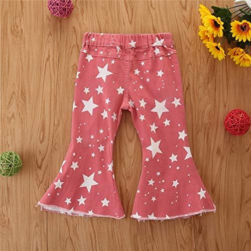 FIN86 Toddler Star Printing Bell Bottoms Jeans Womens
