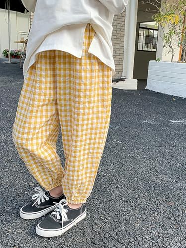 Biniduckling Toddler Pull-Up Looser Gingham Girls Pants 2-9