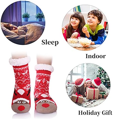 FNOVCO Kids Fuzzy Slipper Socks Boys Girls Warm Winter