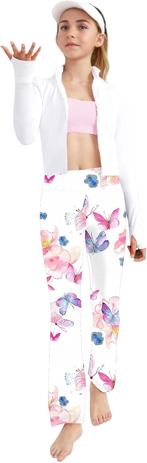 Floral Printed High-Waisted Yoga Pants for Age 2-13 Girls