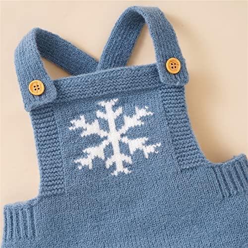 Premium Knit Romper Overalls for Newborns ChristmasSnowflake Themed