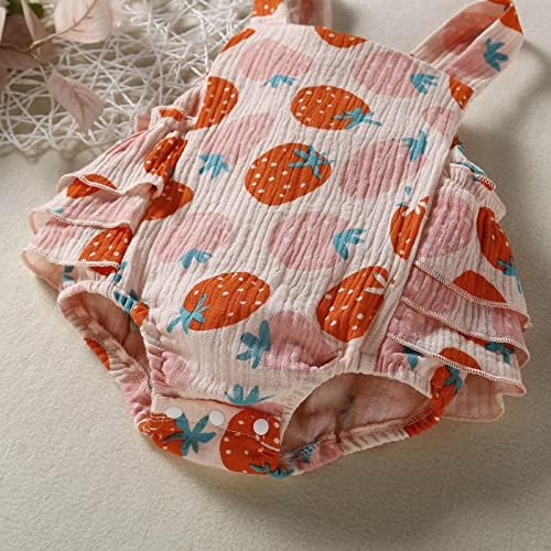 Strawberry Pattern Adjustable Romper Head Scarf Set for Baby Girl