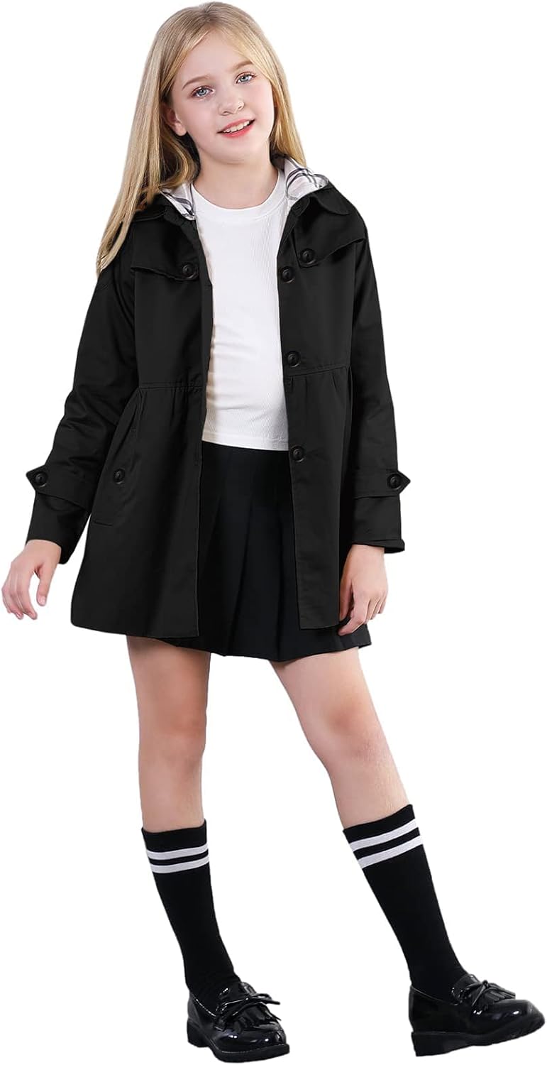 Betusline Girls Single Breasted Trench Coat Dress
