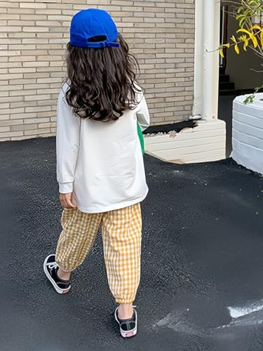 Biniduckling Toddler Pull-Up Looser Gingham Girls Pants 2-9