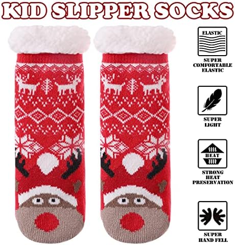 FNOVCO Kids Fuzzy Slipper Socks Boys Girls Warm Winter