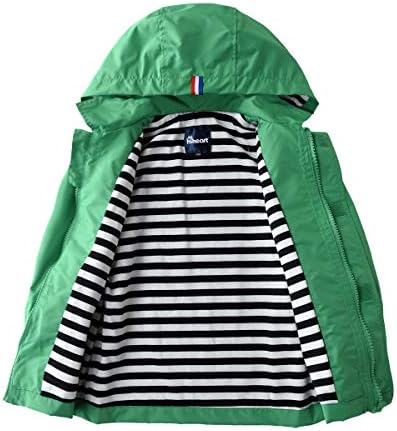 Hiheart Kids Waterproof Hooded Rain Jacket with Cotton Lining