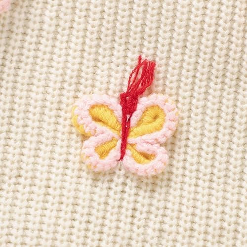 Baby Girl Cotton Sweater Butterfly Embroidery Crewneck Cardigan