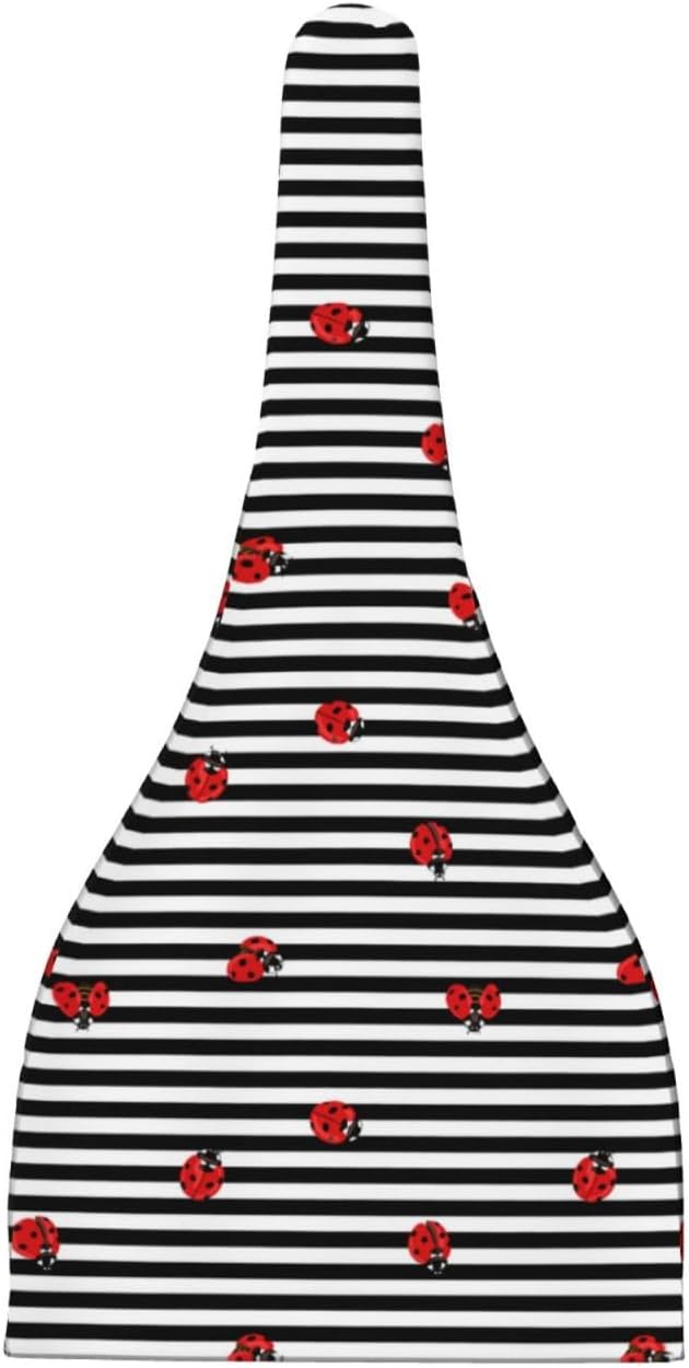 Ladybugs on Black and White Striped Hatz for Newborn Baby