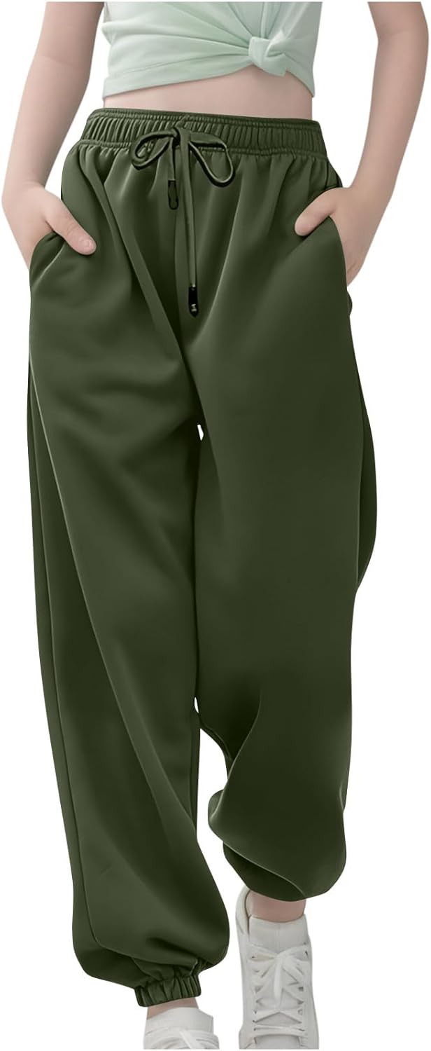 High Waist Pocketed Joggers for Boys Girls 3-13