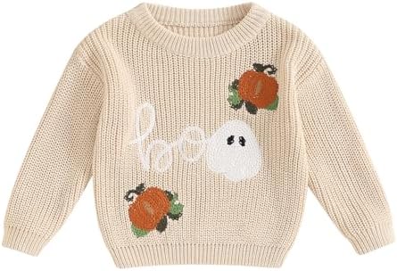 Toddler Halloween Pumpkin Knit Sweater for Baby Boy Girl