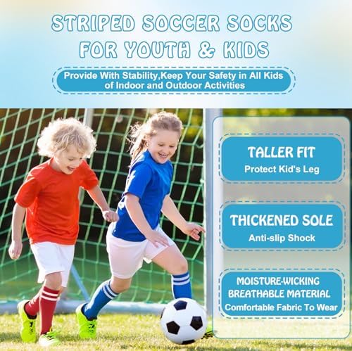 10 Pairs Knee High Soccer Socks for Kids