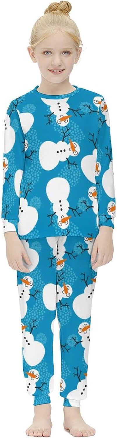 MEIKKO Christmas Cartoon Snowman Thermal Underwear for Girls