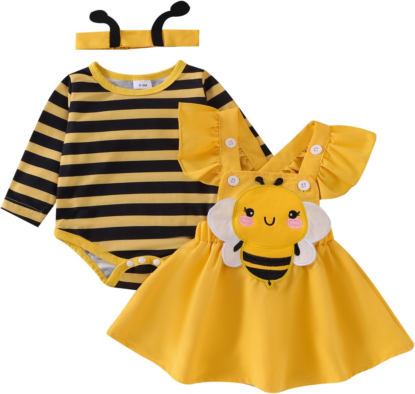 Halloween Baby Girl Outfit Set 3-Piece Romper Skirt Headband for Kids