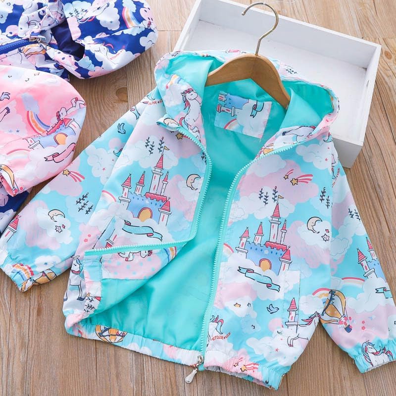 Little Hand Girls Cartoon Unicorn Jacket