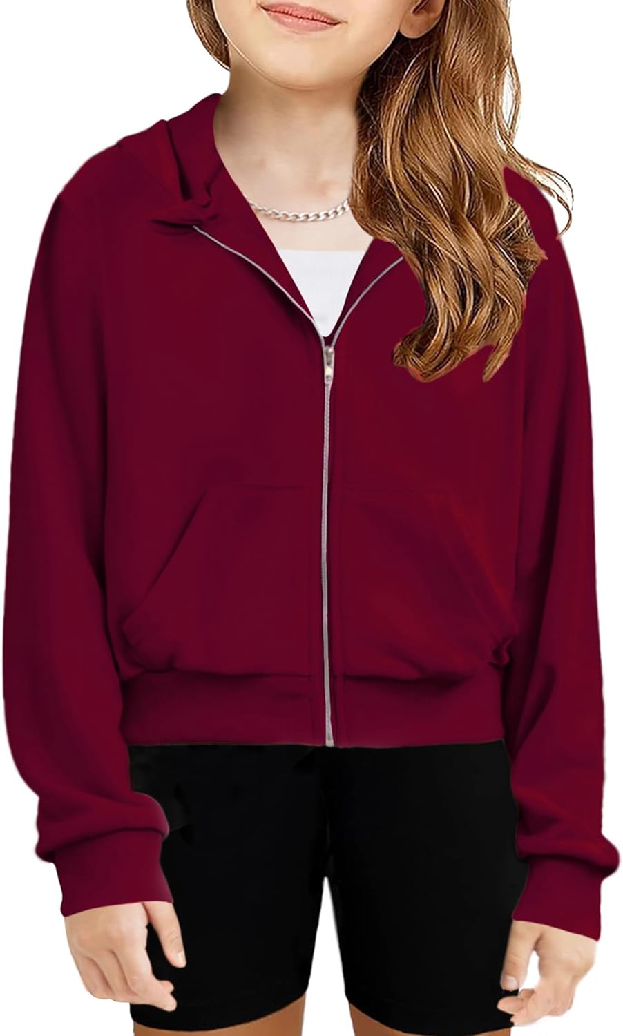 Arshiner Girls Zip Up Cropped Hoodies
