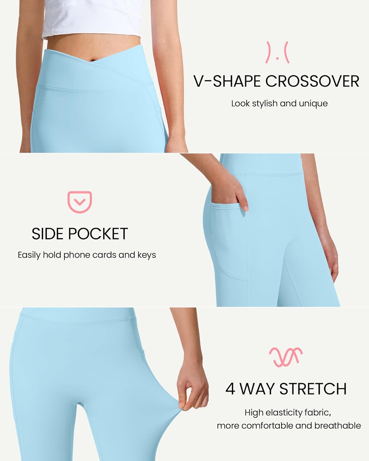 JOCMIC Girls V-Cross Waist athletic wear
