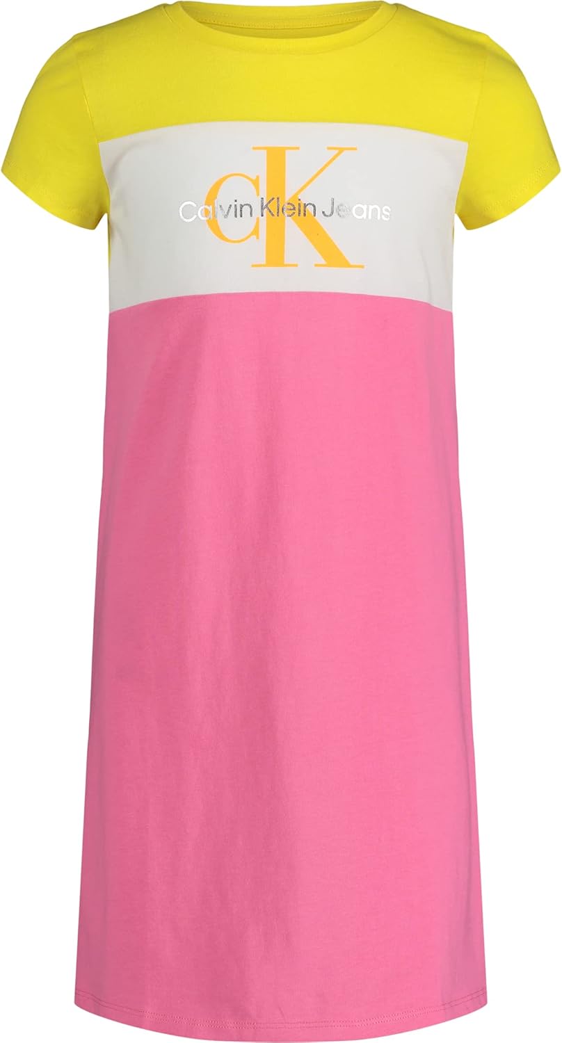 Calvin Klein Girls Crew-Neck Short Sleeve Tie-Dye T-Shirt Dress