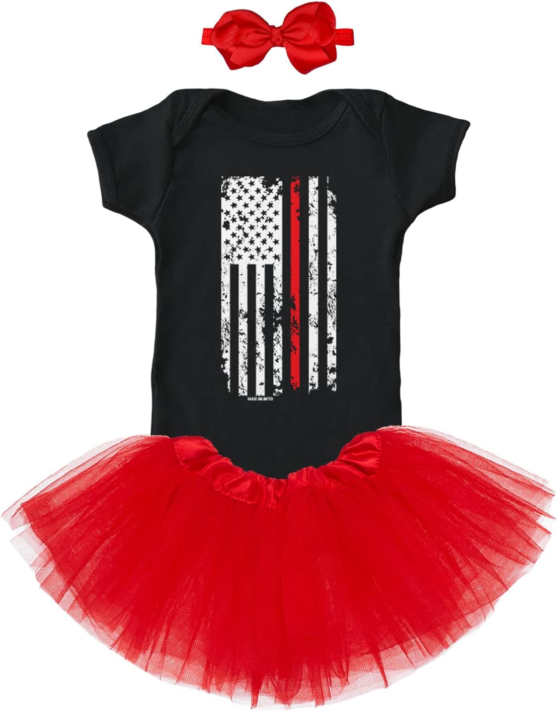Adorable Red Line American Flag Baby Outfit by Haase Unlimited