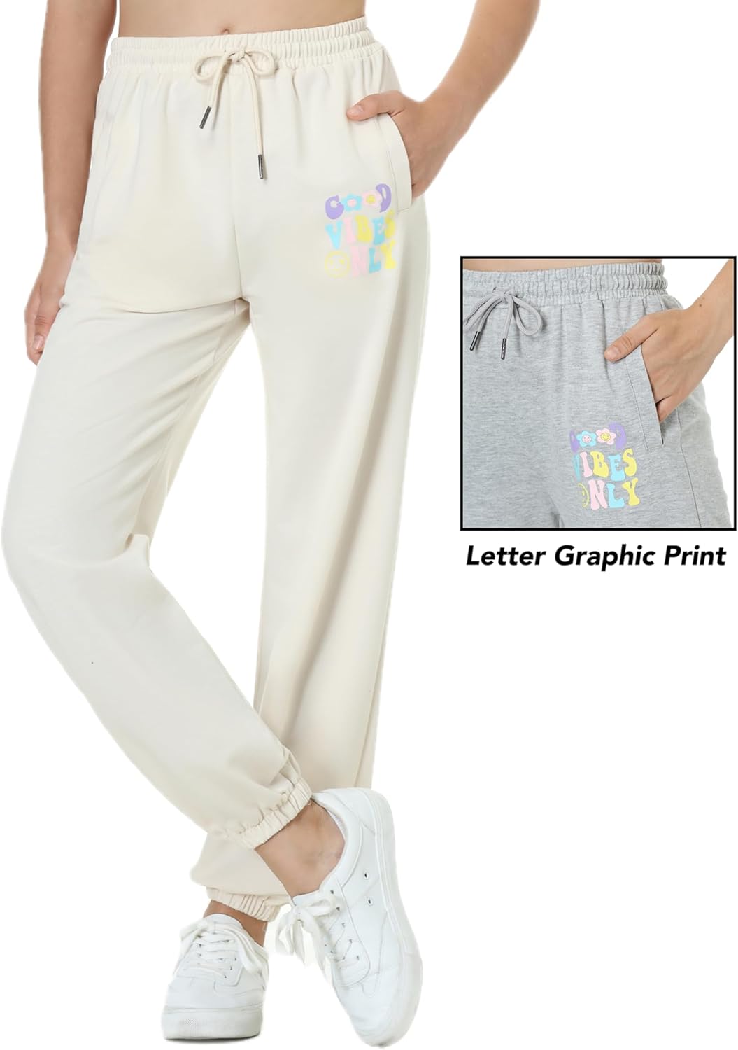 EXARUS Girls 3-Pack Letter Graphic Print Sweatpants