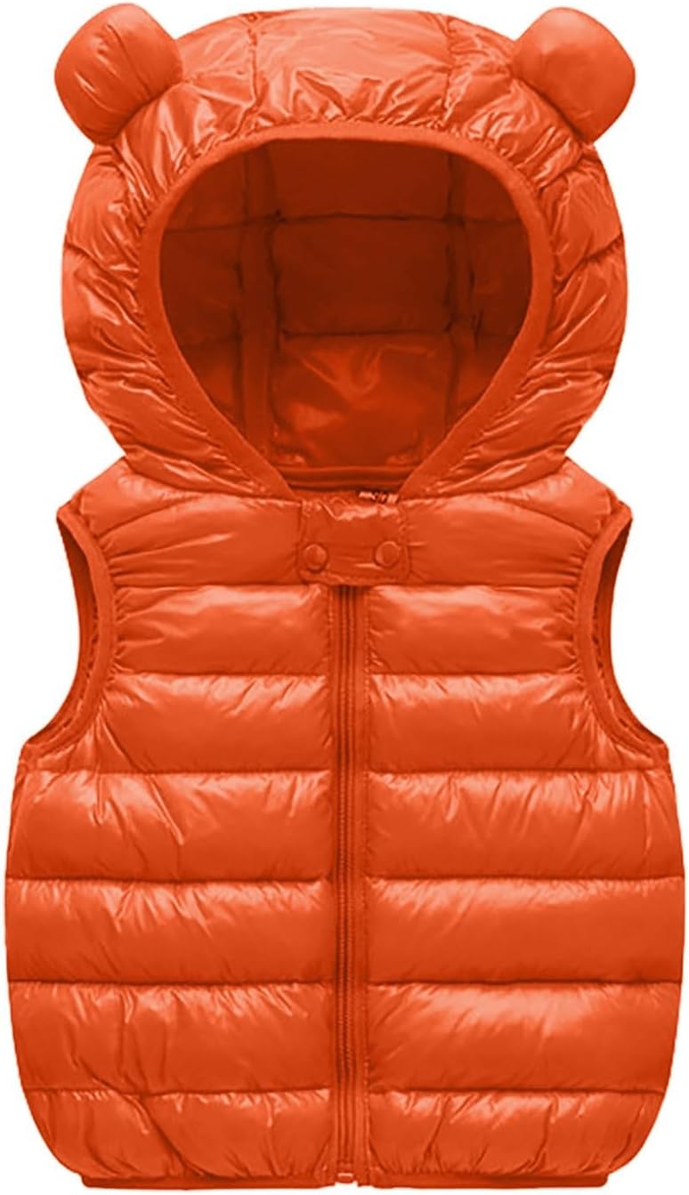 Bear Ears Hooded Down Vest for Newborn Toddler Boys Girls