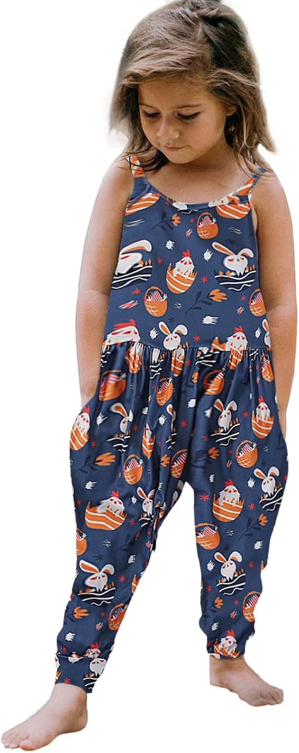 Cute Summer Jumpsuits for Kids - Harem Romper with Pockets