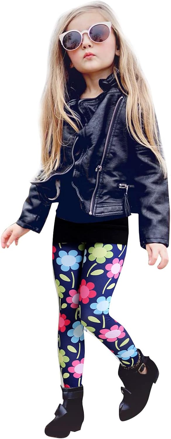 Toddler Girls Boys Fashion FallSpring Loose Pants Bottoms Dark Blue Floral Prints