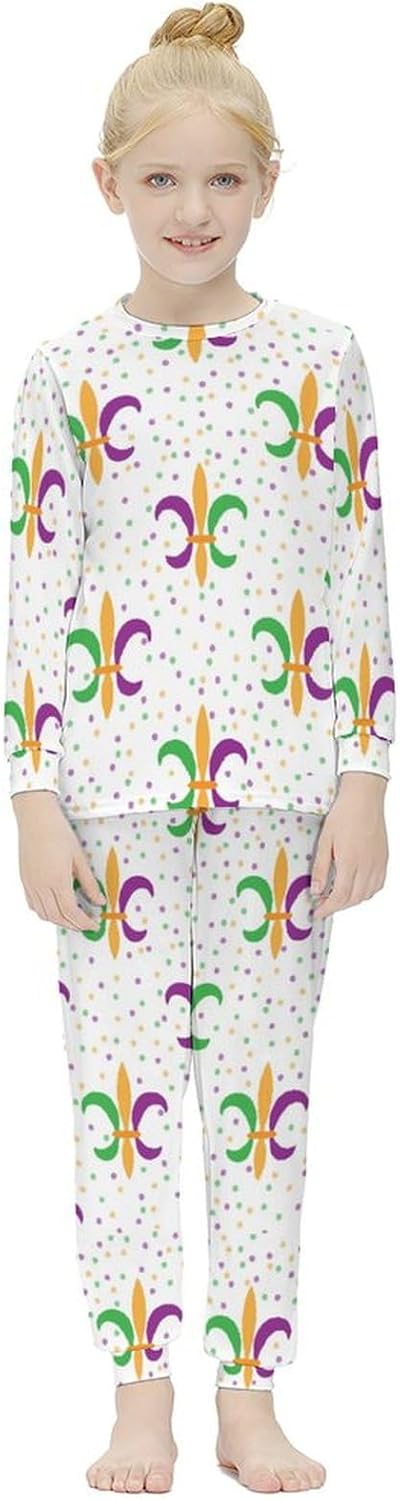 Girls Thermal Pajama Set Soft Comfortable Sleepwear for Kids