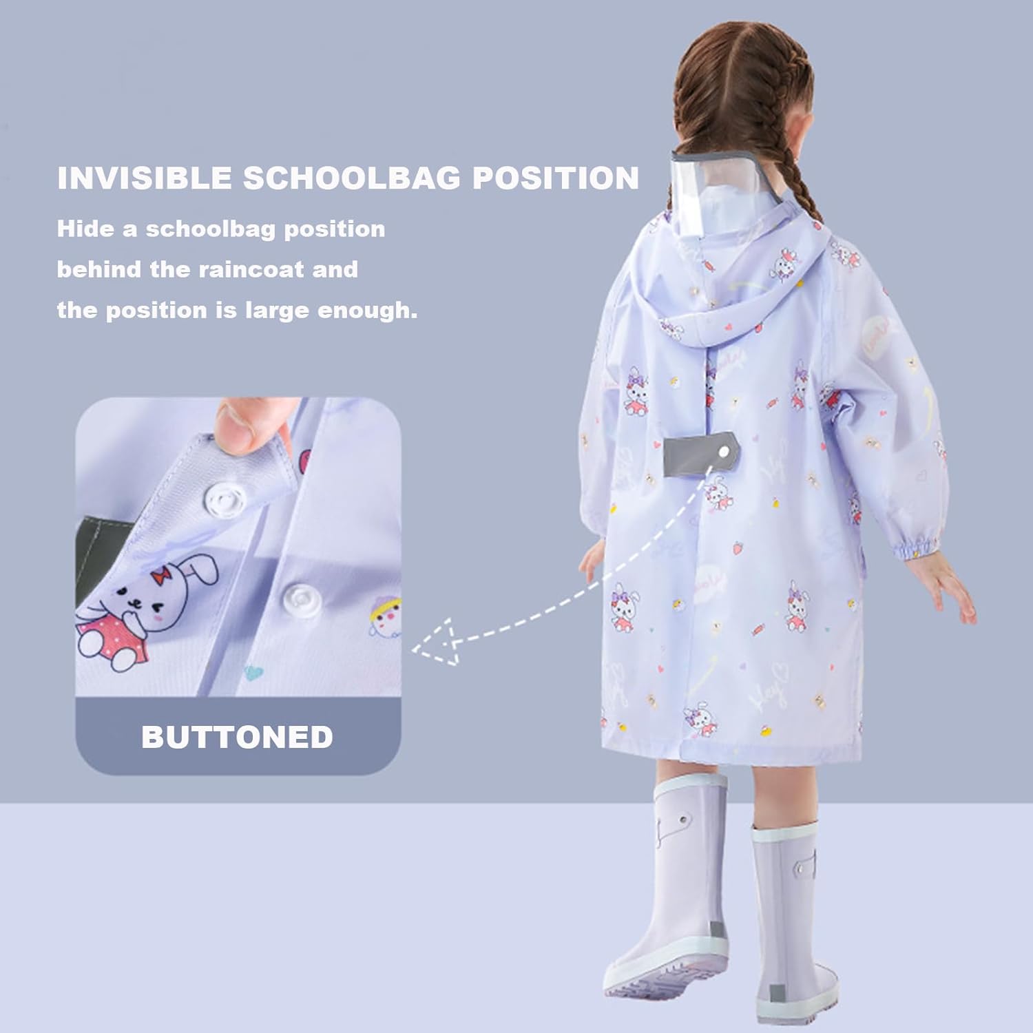 Fouyada Kids Rain Poncho for Girls and Boys