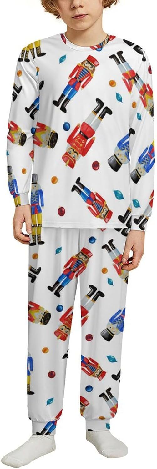 Christmas Nutcracker Thermal Underwear Set - Boys Girls Comfy Pajamas 4y-14y