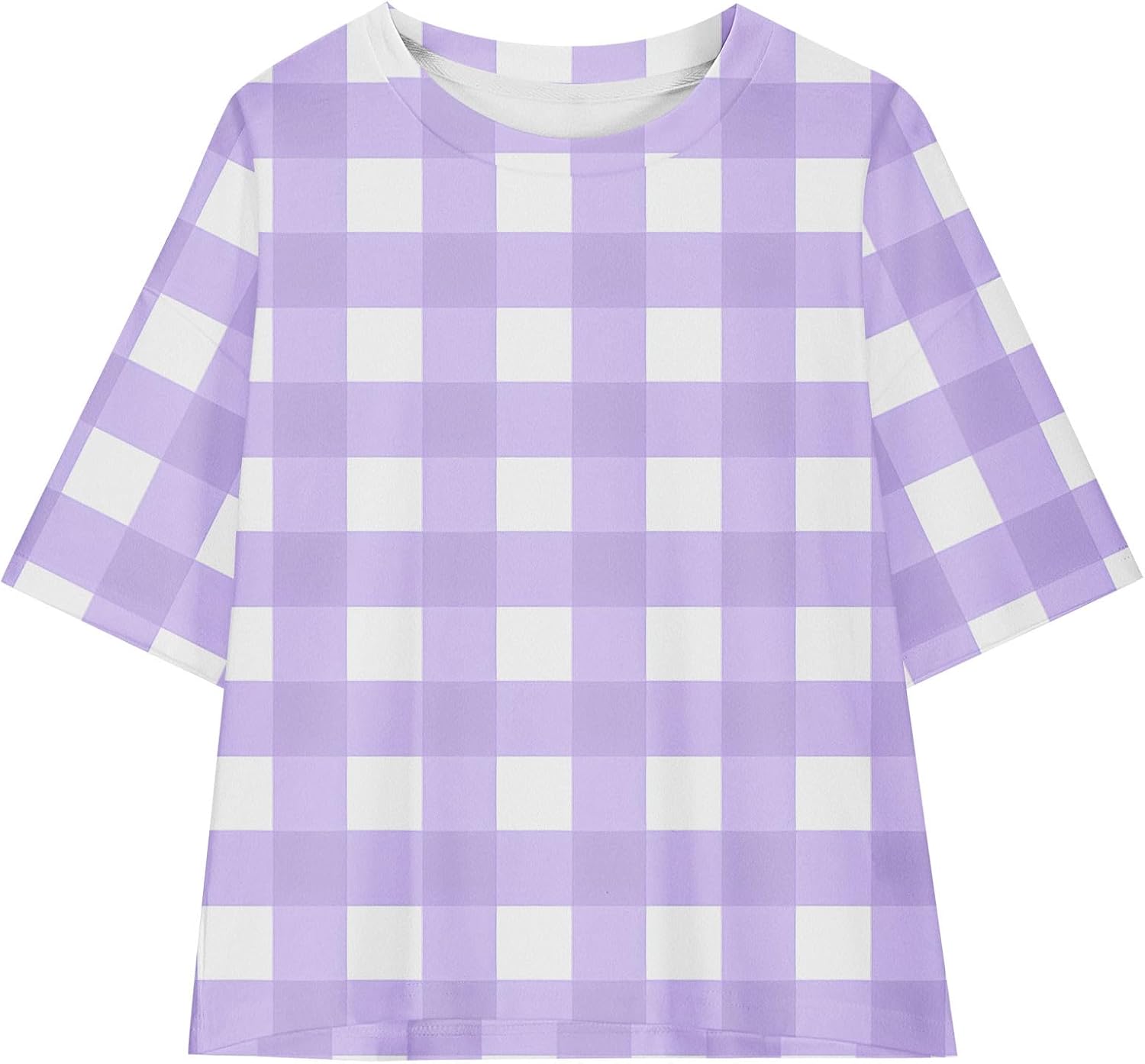 Girls 2 Piece Tracksuit Set Plaid T-Shirt and Biker Shorts