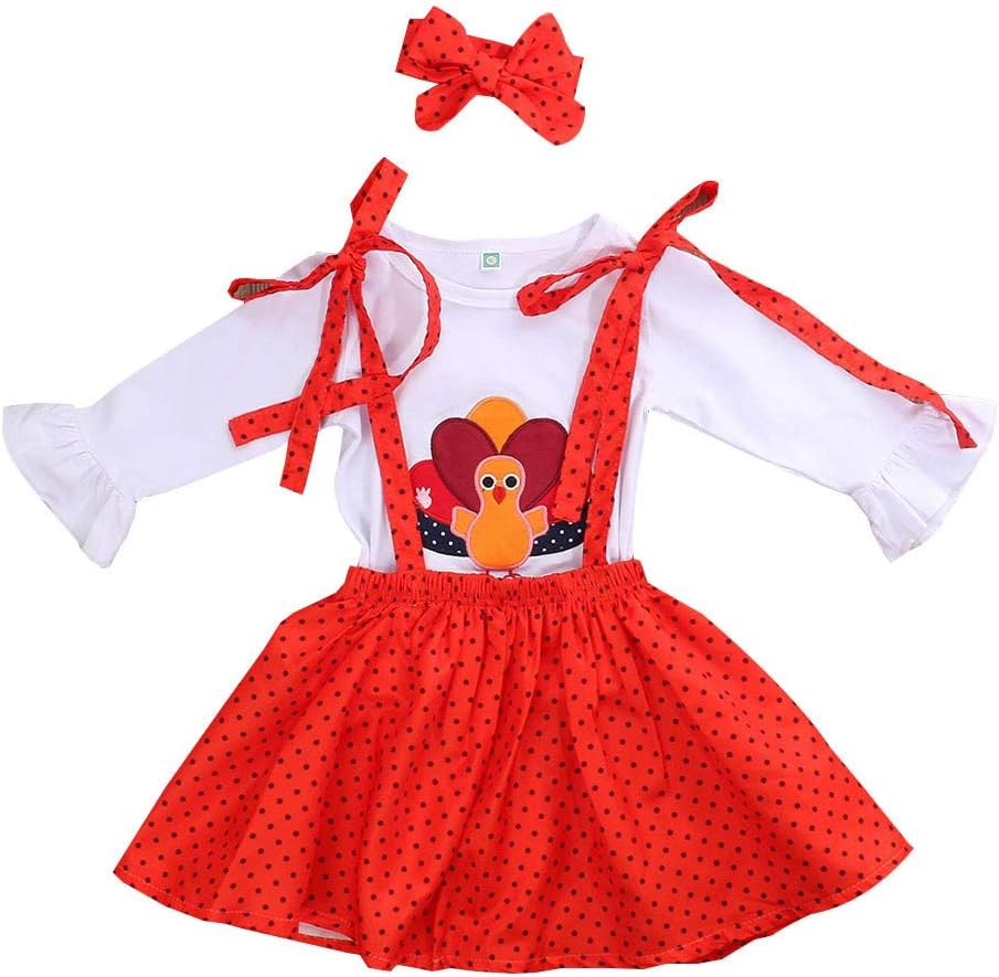 Halloween Toddler Girl Turkey T-Shirt Set with Belts Skirt